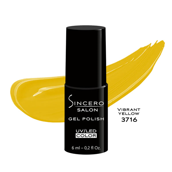 Gēla nagu laka "Sincero Salon", 6ml, Vibrant yellow, 3716