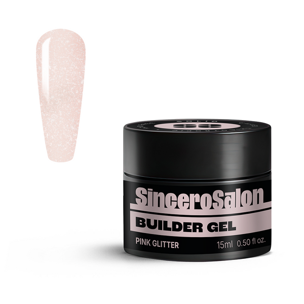 Builder Gēls Solid "Sincero Salon", Pink Glitter, 15ml