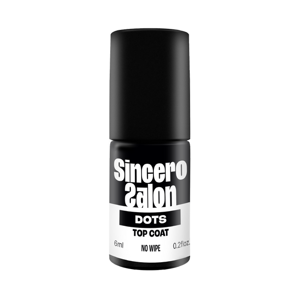 Gēla nagu lakas virskārta "Sincero Salon", Top Coat No Wipe, Dots, 6ml