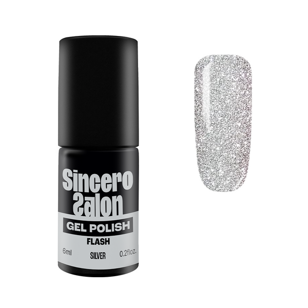Gēla nagu laka "Sincero Salon", 6 ml, Flash Silver, 3746