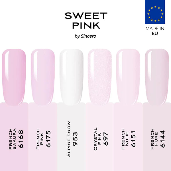 Gēla nagu laku komplekts "Sincero Salon", Sweet Pink, 6 gab x 6 ml