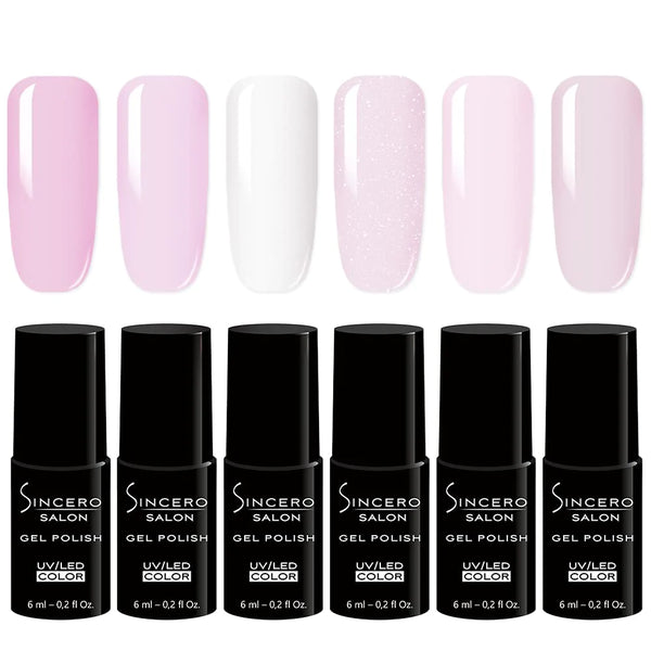 Gēla nagu laku komplekts "Sincero Salon", Sweet Pink, 6 gab x 6 ml