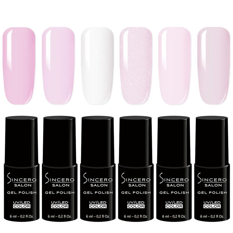 Gēla nagu laku komplekts "Sincero Salon" Sweet Pink, 6 gab x 6 ml