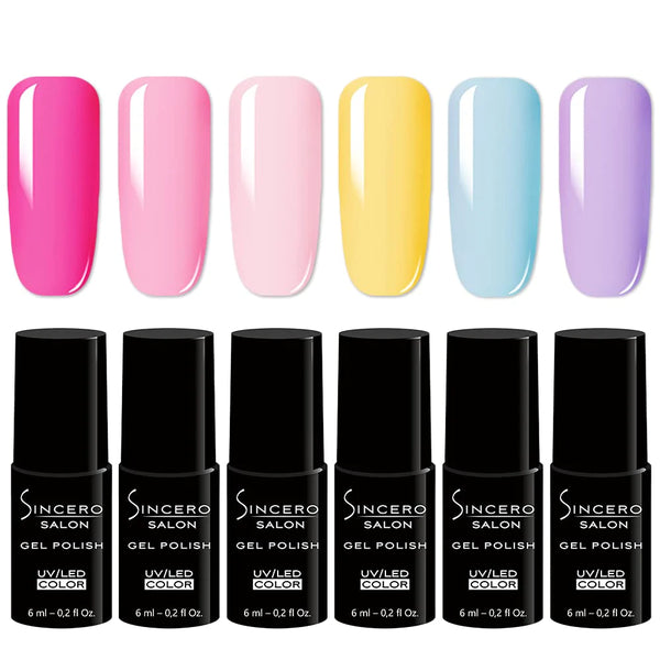 Gēla nagu laku komplekts "Sincero Salon", Spring Sugar Rush, 6 gab x 6 ml