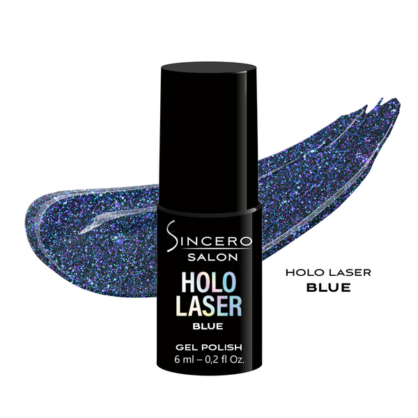 Gēla nagu laka "Sincero Salon", HOLO Laser, Blue, 6ml