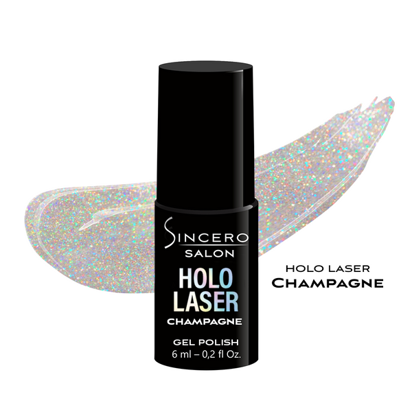 Gēla nagu laka "Sincero Salon", HOLO Laser, Champagne, 6ml