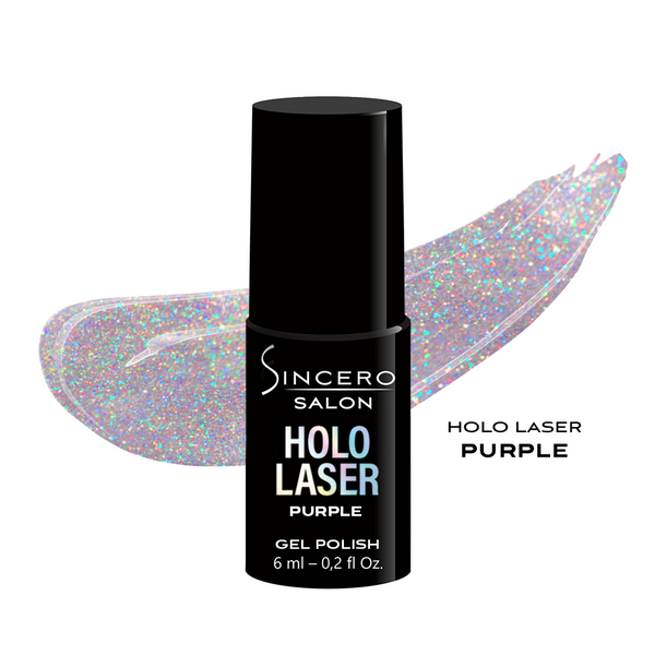 Gēla nagu laka "Sincero Salon", HOLO Laser, Purple, 6ml