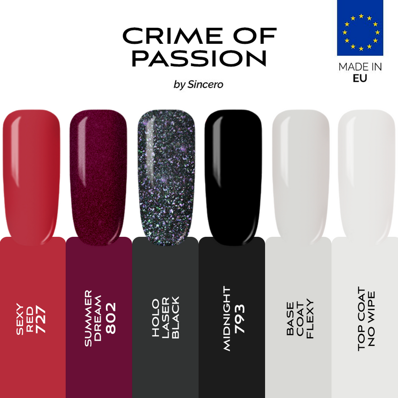 GĒLA NAGU LAKAS KOMPLEKTS "SINCERO SALON" Crime Of Passion, 6 gab x 6 ml