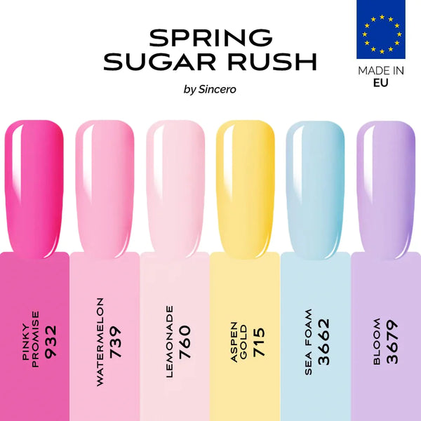Gēla nagu laku komplekts "Sincero Salon", Spring Sugar Rush, 6 gab x 6 ml
