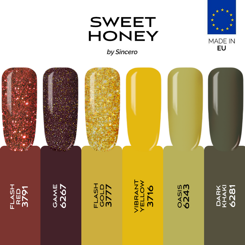 GĒLA NAGU LAKAS KOMPLEKTS "SINCERO SALON" Sweet Honey, 6 gab x 6 ml