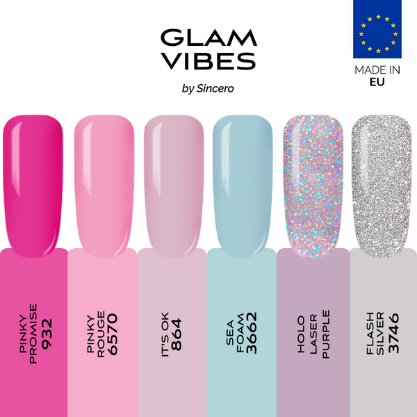 Gēla nagu laku komplekts "Sincero Salon", Glam Vibes, 6 GAB. X 6 ML