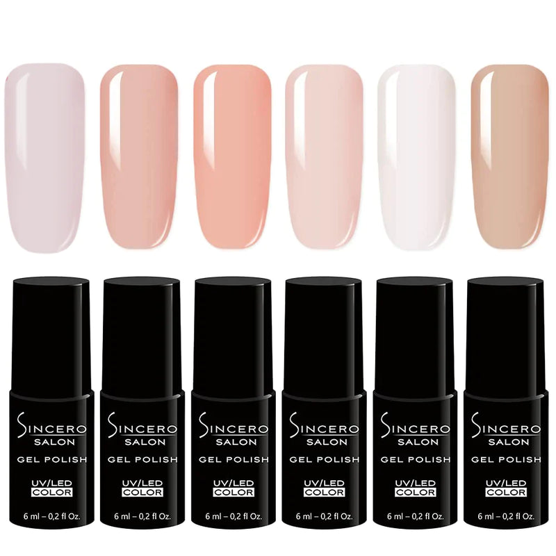 Gēla nagu laku komplekts "Sincero Salon" Totally Nude, 6 gab x 6 ml