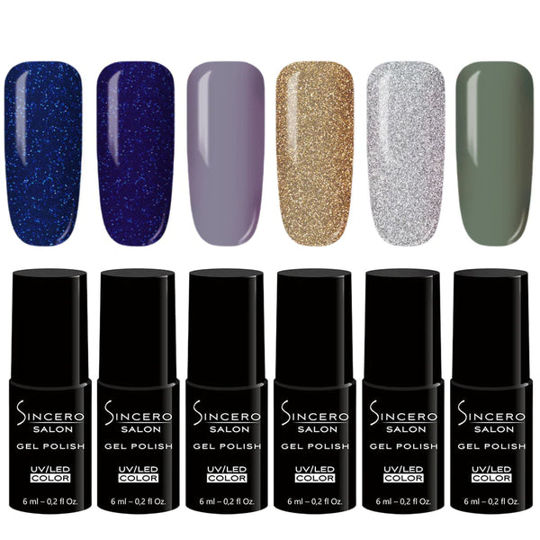 Gēla nagu laku komplekts "Sincero Salon", Holy Glitter, 6 gab x 6 ml