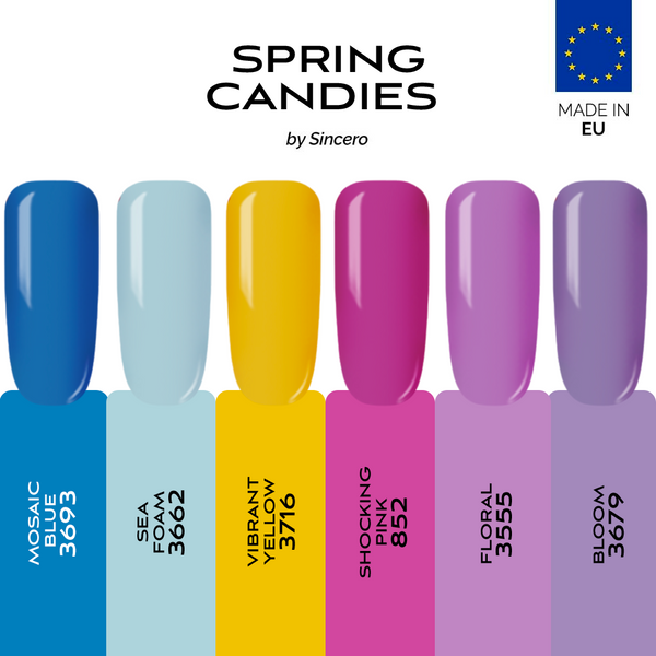 Gēla nagu laku komplekts "Sincero Salon", Spring candies, 6 gab x 6ml