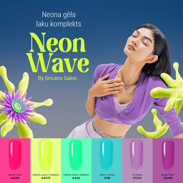 Gēla nagu laku komplekts "Sincero Salon", Neon Wave, 6 GAB. X 6 ml