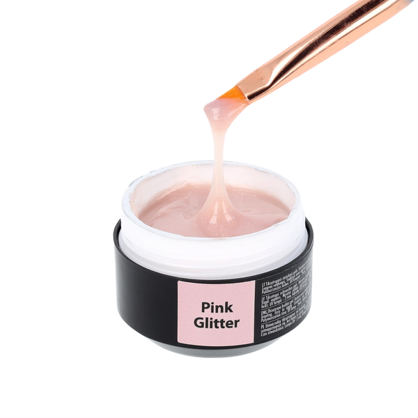 Builder Gēls Solid "Sincero Salon", Pink Glitter, 15ml