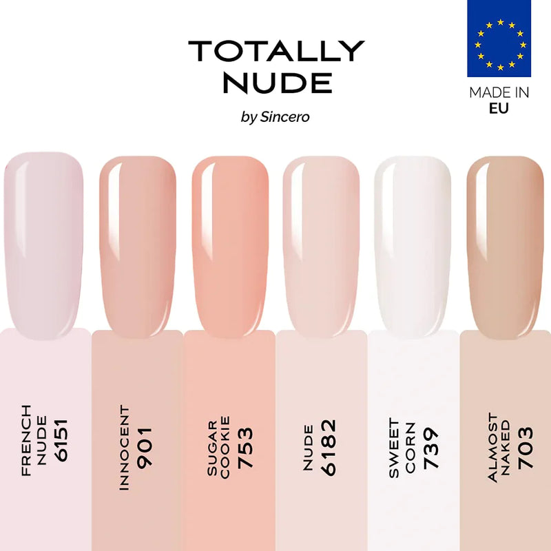 Gēla nagu laku komplekts "Sincero Salon" Totally Nude, 6 gab x 6 ml