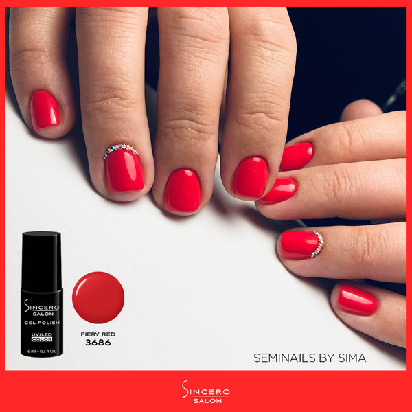 Gēla nagu laka "Sincero Salon", 6 ml, Fiery Red, 3686