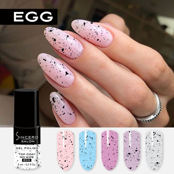 Gēla nagu lakas virskārta "Sincero Salon", Top Coat No Wipe, Egg, 6ml