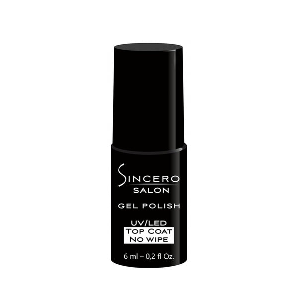Gēla nagu lakas virskārta "Sincero Salon", Top Coat No wipe, 6 ml