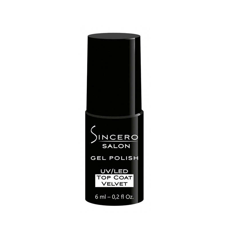 Matēta gēla nagu lakas virskārta "Sincero Salon", Top Coat Velvet, 6 ml