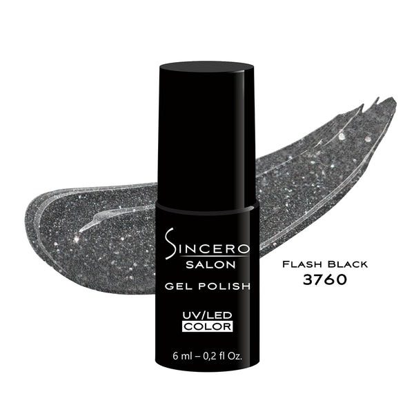 Gēla nagu laka "Sincero Salon", 6 ml, Flash Black, 3760