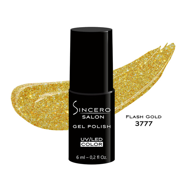 Gēla nagu laka "Sincero Salon", 6 ml, Flash Gold, 3777