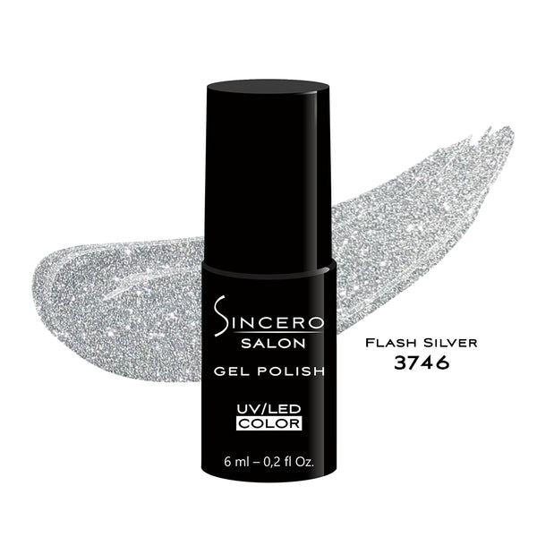 Gēla nagu laka "Sincero Salon", 6 ml, Flash Silver, 3746