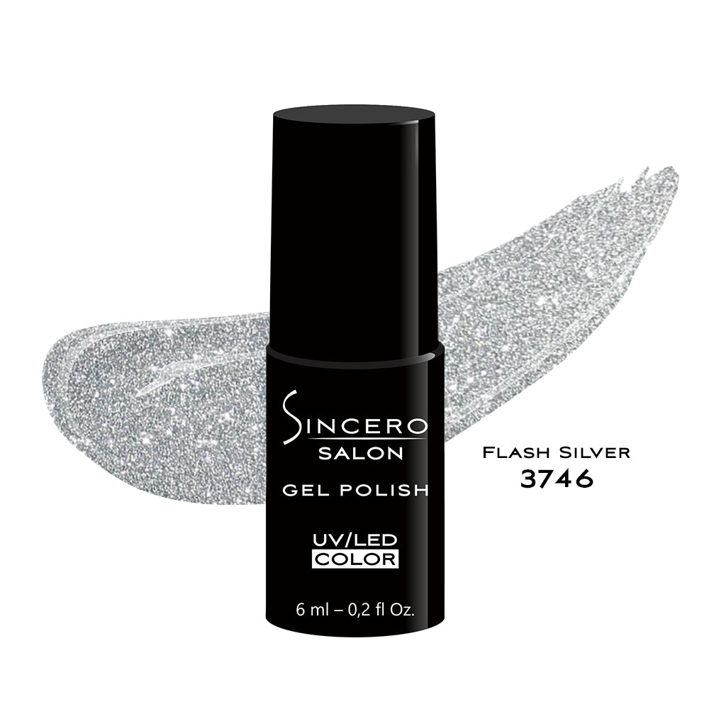 Gēla nagu laka Sincero Salon, 6 ml, Flash Silver, 3746
