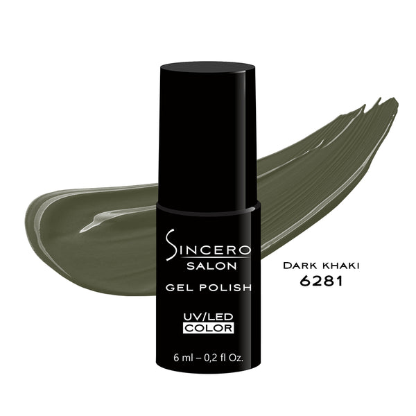 Gēla nagu laka "Sincero Salon", 6 ml, Dark khaki, 6281