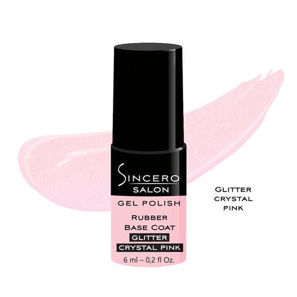 Rubber base "Sincero Salon", Glitter crystal pink, 6ml