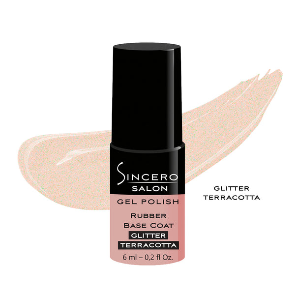 Rubber base "Sincero Salon", Glitter terracotta, 6ml