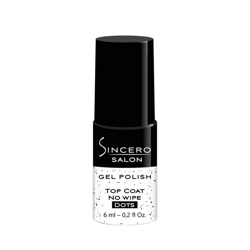 Gēla nagu lakas virskārta "Sincero Salon", Top Coat No Wipe, Dots, 6ml